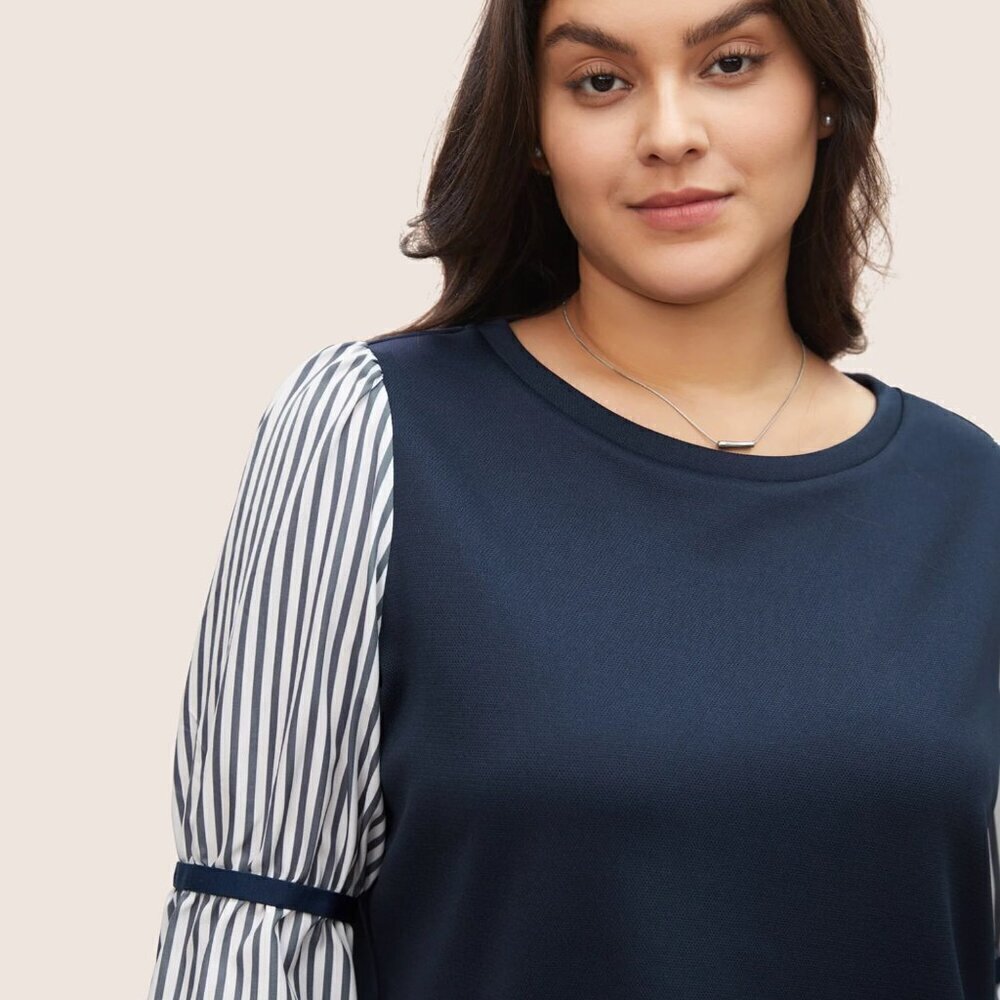 Bloomchic Striped Patchwork Round Neck Light Swea… - image 6